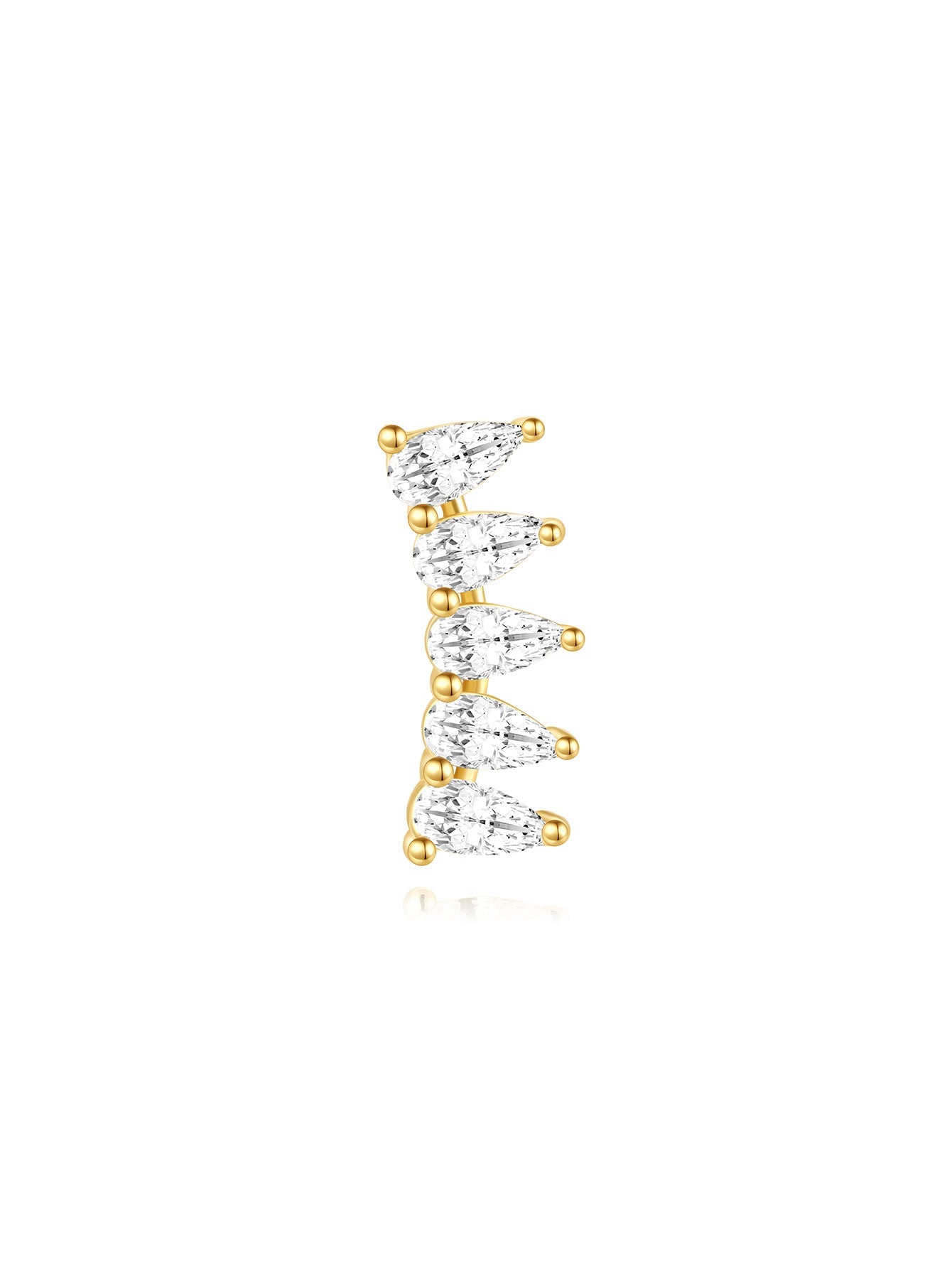 S925 Long Row Zircon Ear Piercing Stud