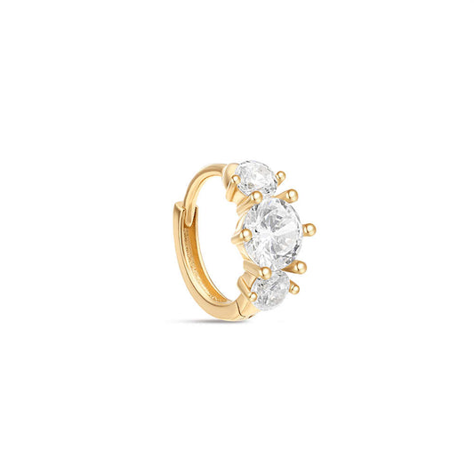14K Solid Gold Graduated CZ Cartilage Ear Cuff Hoop