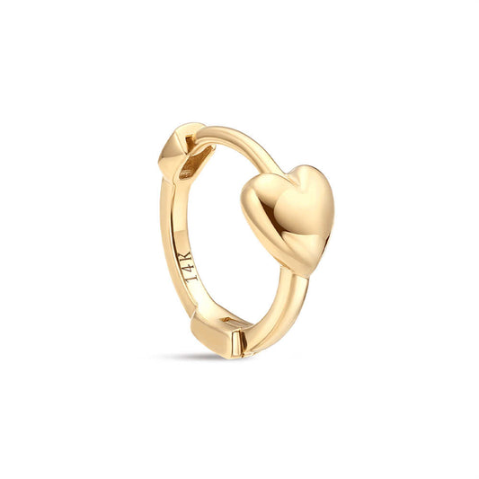 14K Solid Gold Polished Heart Cartilage Ear Cuff