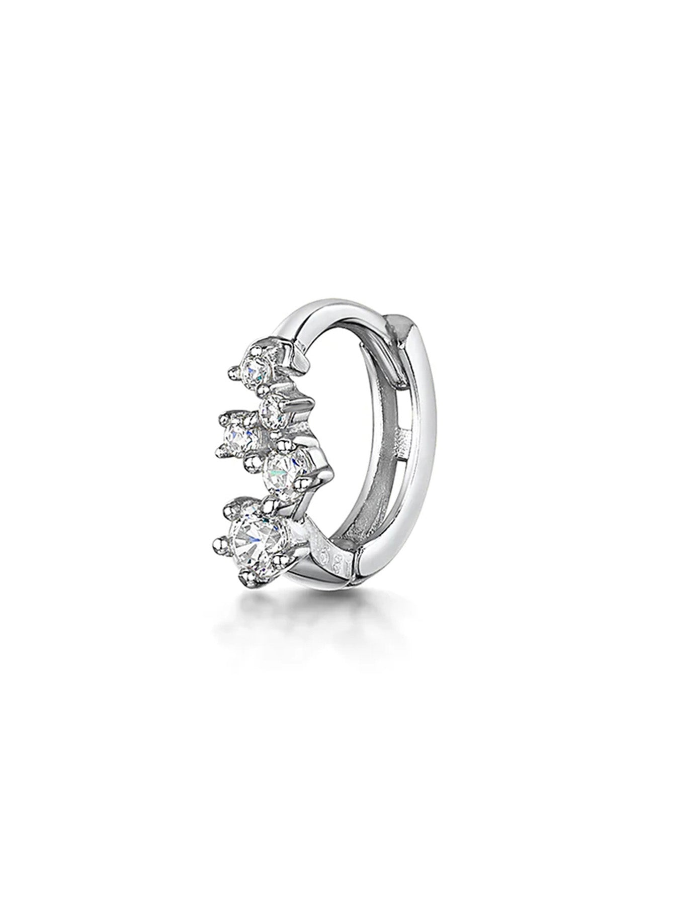 S925 Simple Flower Zircon Hoop Earring