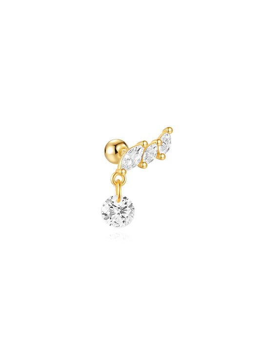 S925 Triple Marquise Zircon Pendant Ear Piercing Stud