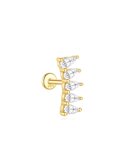 S925 Long Row Zircon Ear Piercing Stud