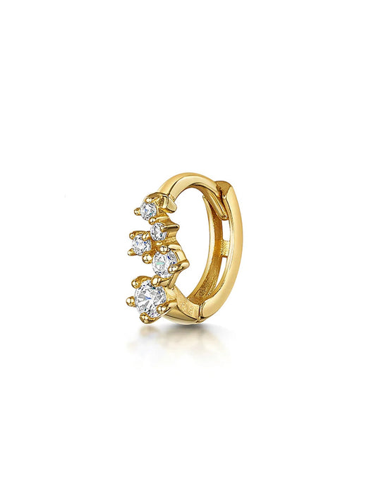 S925 Simple Flower Zircon Hoop Earring