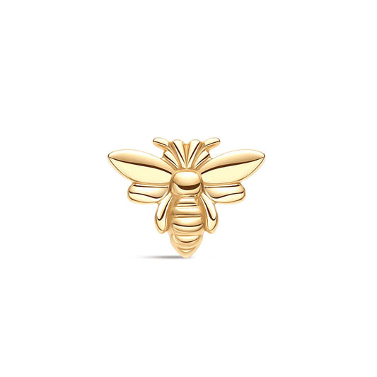 14K Solid Gold Bee Flat Head Threaded Cartilage Piercing Stud